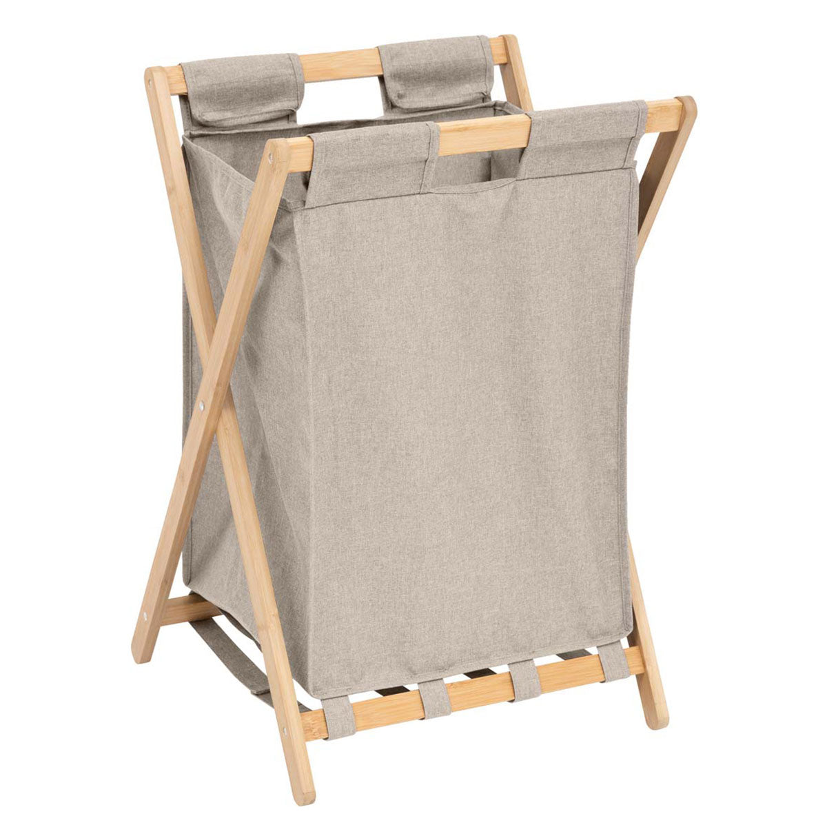 Relaxdays Draagbare waszak, 70 liter, groot handvat, van bamboe en vilt, opvouwbare wasmand, natuurgrijs Relaxdays Draagbare waszak, 70 liter, groot handvat, van bamboe en vilt, opvouwbare wasmand, natuurgrijs