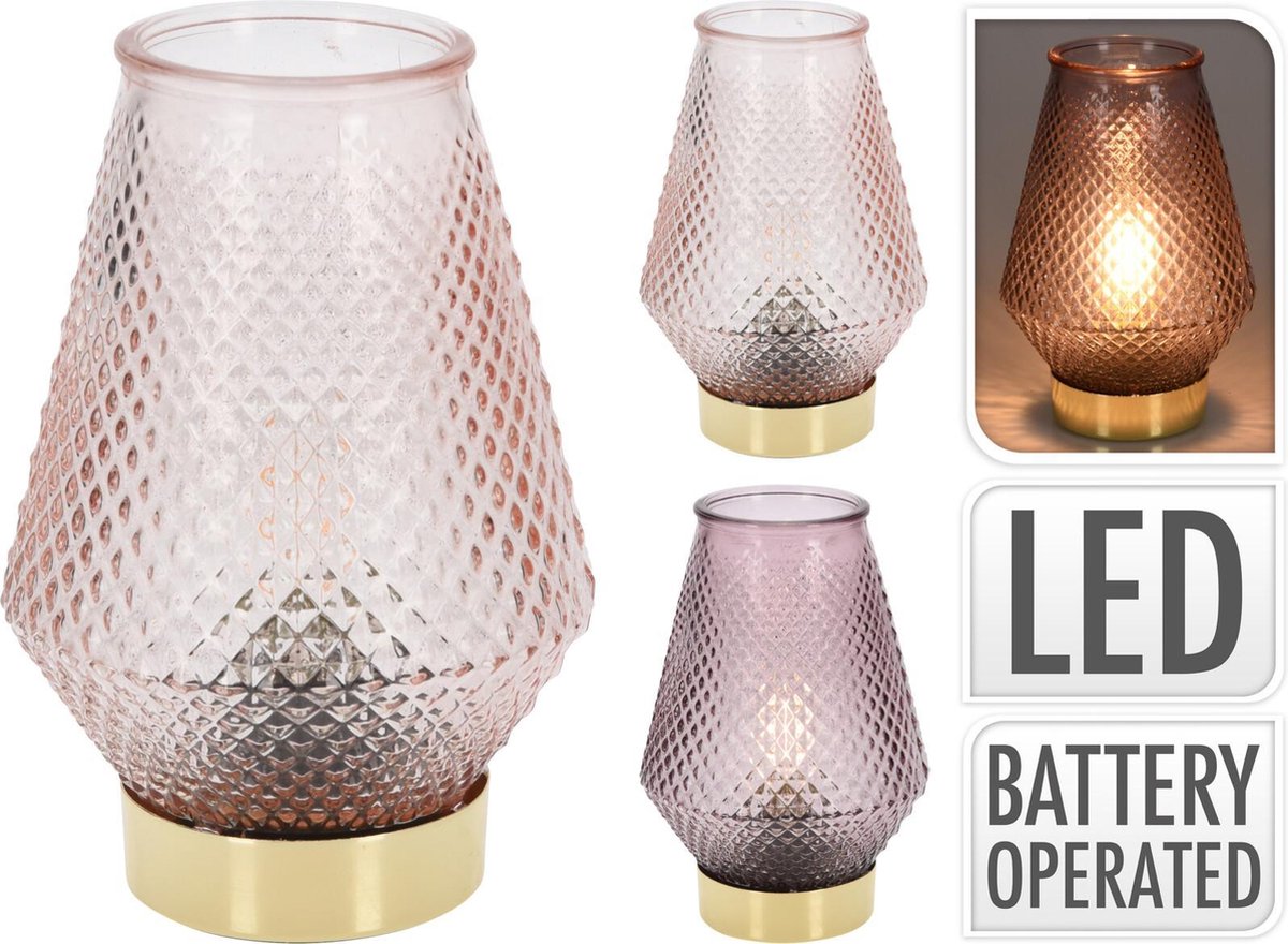Home & Styling tafellamp LED gouden roze - H17 cm -Lamp - Zonder – beaubybo