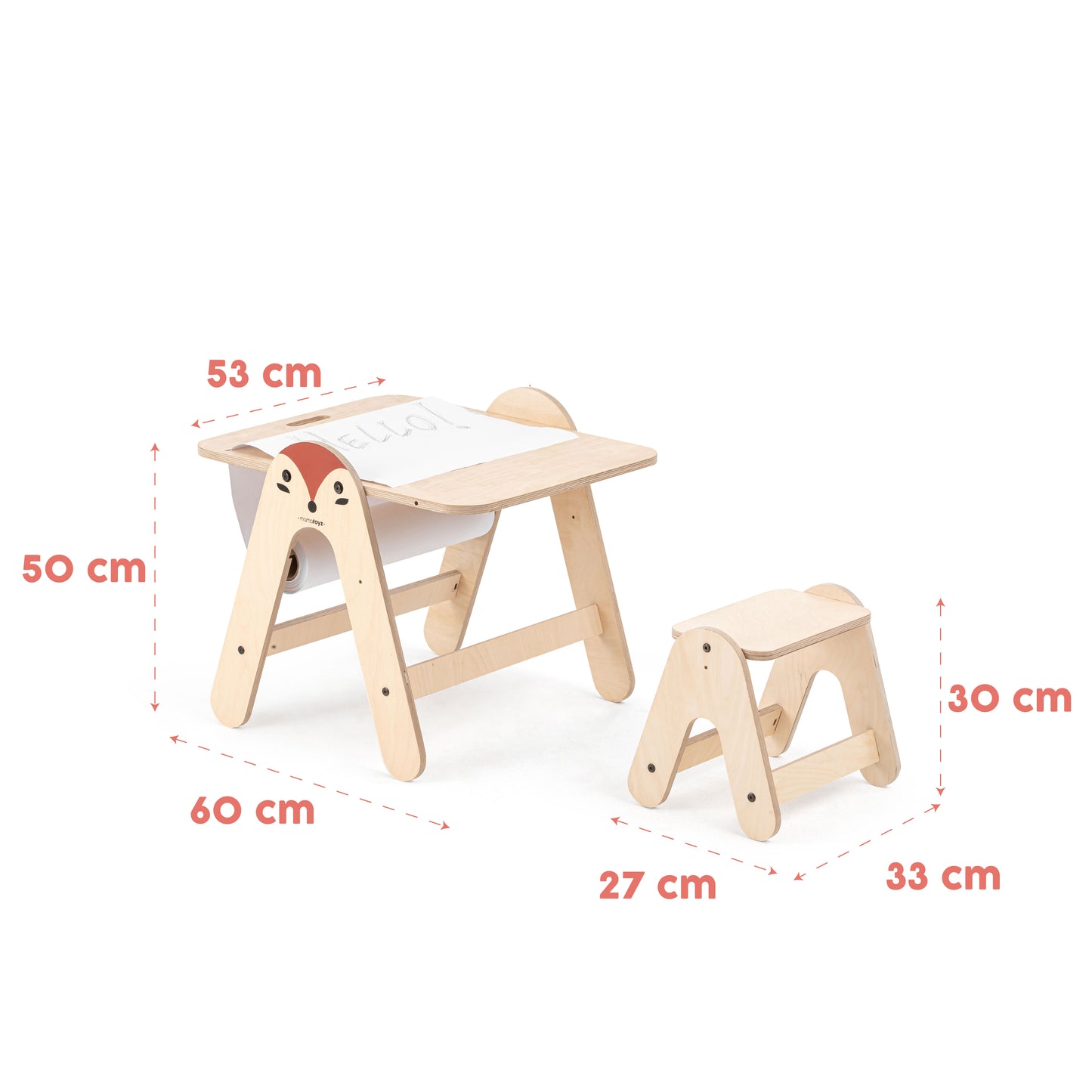 Mamatoyz Fox Houten 2-in-1 activiteiten tafel/Schrijfbord - 43x60x78cm - Beige