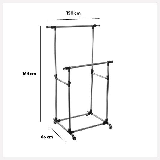 5Five Venus Kledingrek 2 hangroedes - 150x66x163cm - Grijs