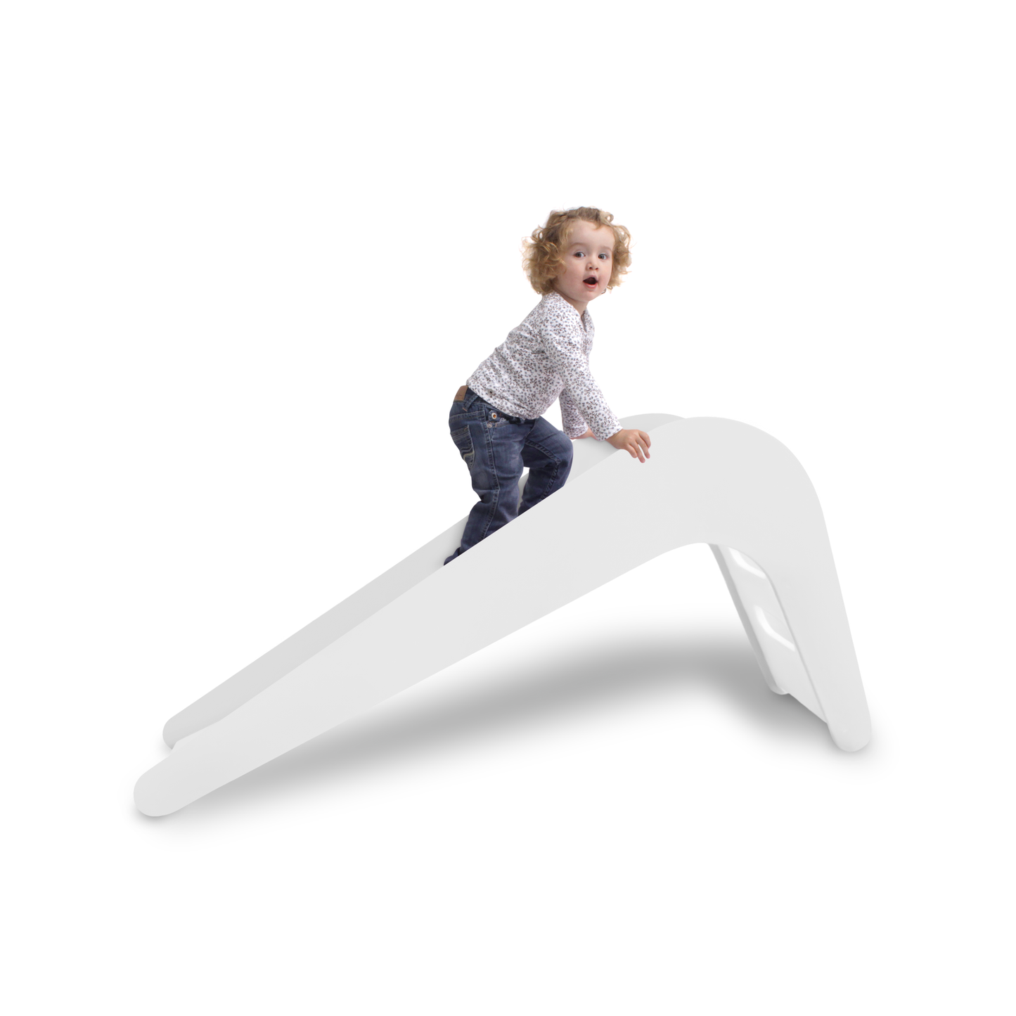 Jupiduu intérieur glissade pour enfants / toboggan en bois - l145xb43xh68cm - blanc