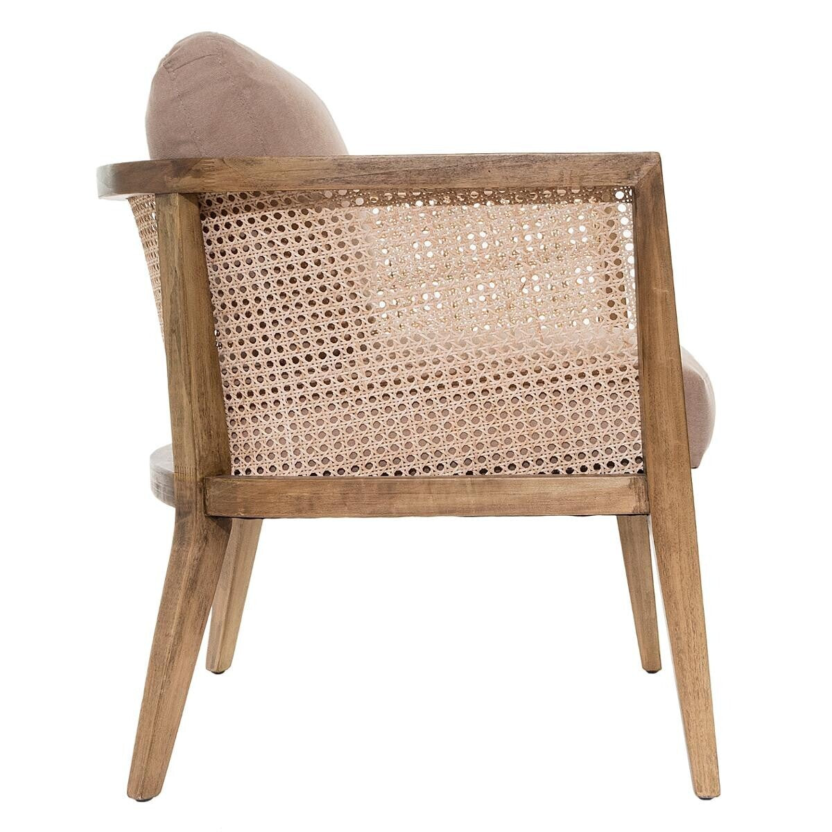 BEAU Mazio rattan/fabric armchair - L62xD69xH78cm - Soft pink
