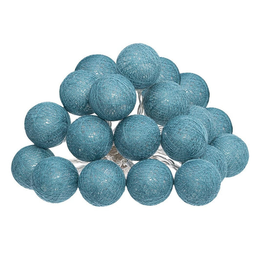 Atmosphera LED Party Lighting Cotton - Boule de coton - 20 Boules - Ø6cm - Bleu Canard