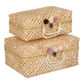 Atmosphera Rosy Straw paniers set de 3 pièces - 59x37x40cm - Rotin