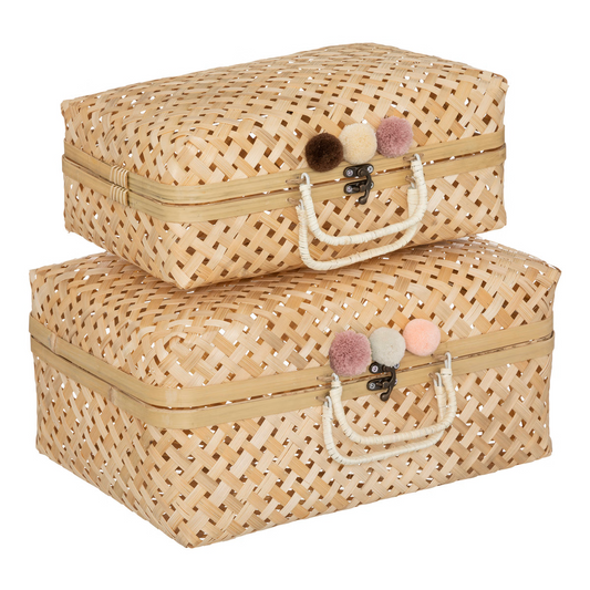 Atmosphera Kids Bamboe manden - Set van 2 stuks - 38x15x28cm - Beige