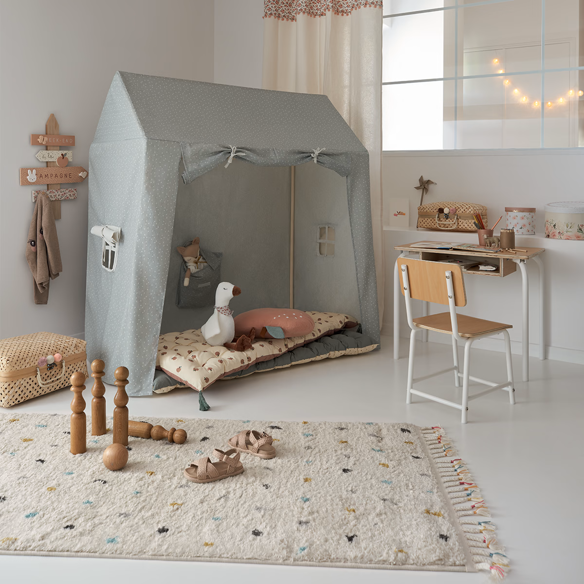 Atmosphera Kids Bamboe manden - Set van 2 stuks - 38x15x28cm - Beige