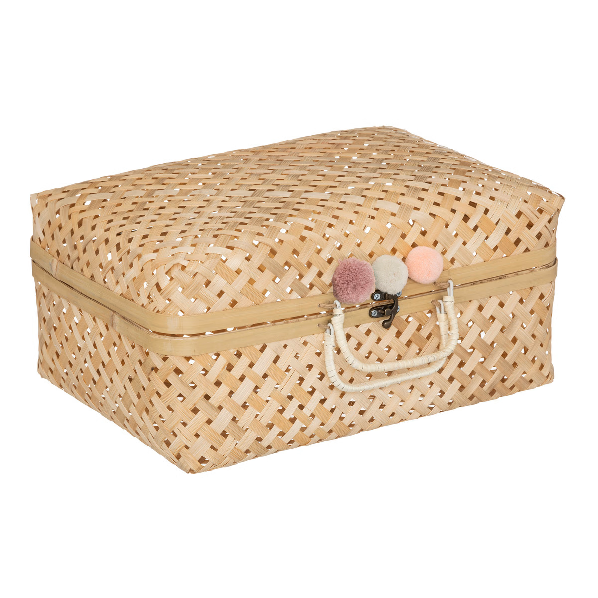 Atmosphera Rosy Straw paniers set de 3 pièces - 59x37x40cm - Rotin