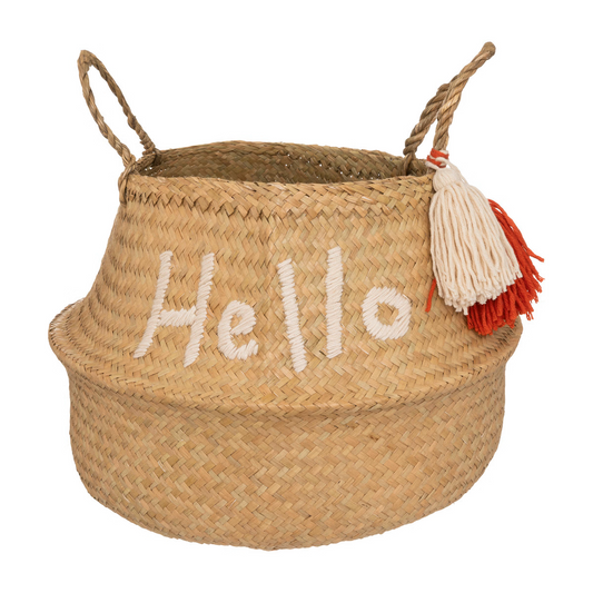 Atmosphera Kids Hello Opbergmand uit riet Ø35x30cm - Beige