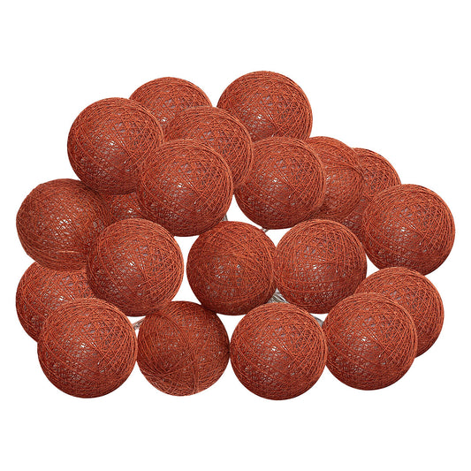 Atmosphera LED Feestverlichting katoen - Cotton Ball - 20 Ballen - Ø6cm - Terracotta