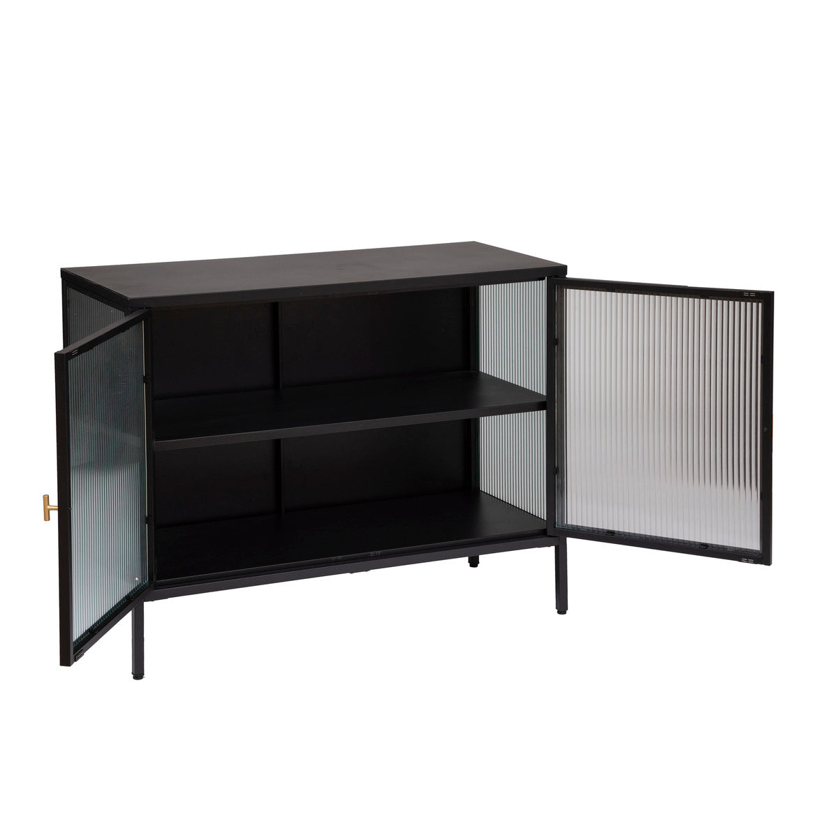 BEAU Orly glass/metal 2D sideboard - L100xD40xH75cm - Black