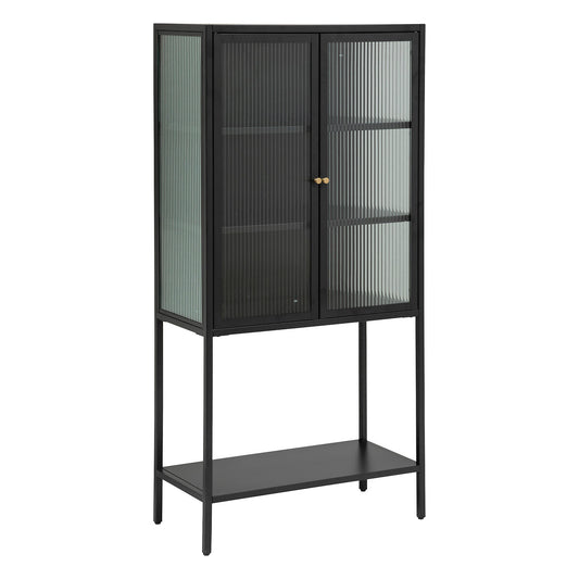 BEAU Orly glass/metal 2D display cabinet - L70xD35xH150cm - Black
