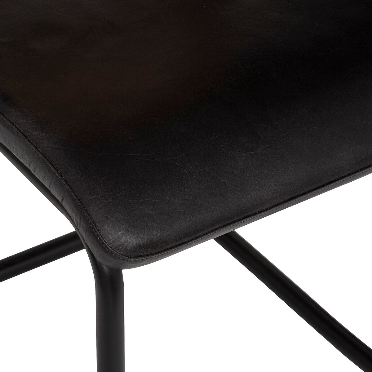 BEAU Deva leather/rattan chair - Set of 2 pieces - L44xD53xH88cm - Black