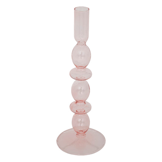 Bougeoir Atmosphera en verre Ø9xH26cm - Rose clair