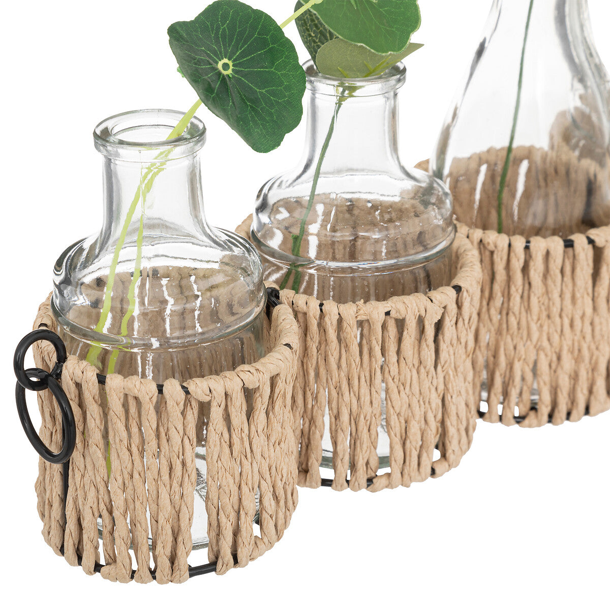 Atmosphera Soliflores Plantes artificielles en verres - 41x8x30cm - Vert/Beige