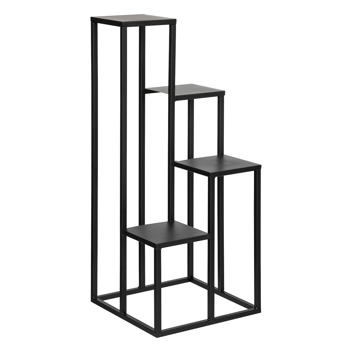 Atmosphera Support à plantes en fer H87cm - 4 plateaux - Noir