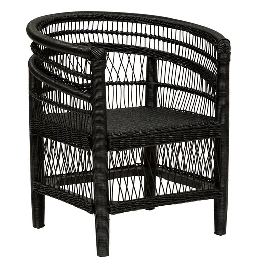 BEAU Bahama rattan/mahogany armchair - L65xD72xH82cm - Black