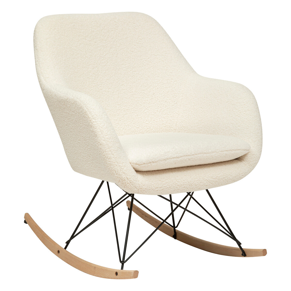 Atmosphera Rocking chair Olmeto en bouclé - 65x80x83cm - Blanc