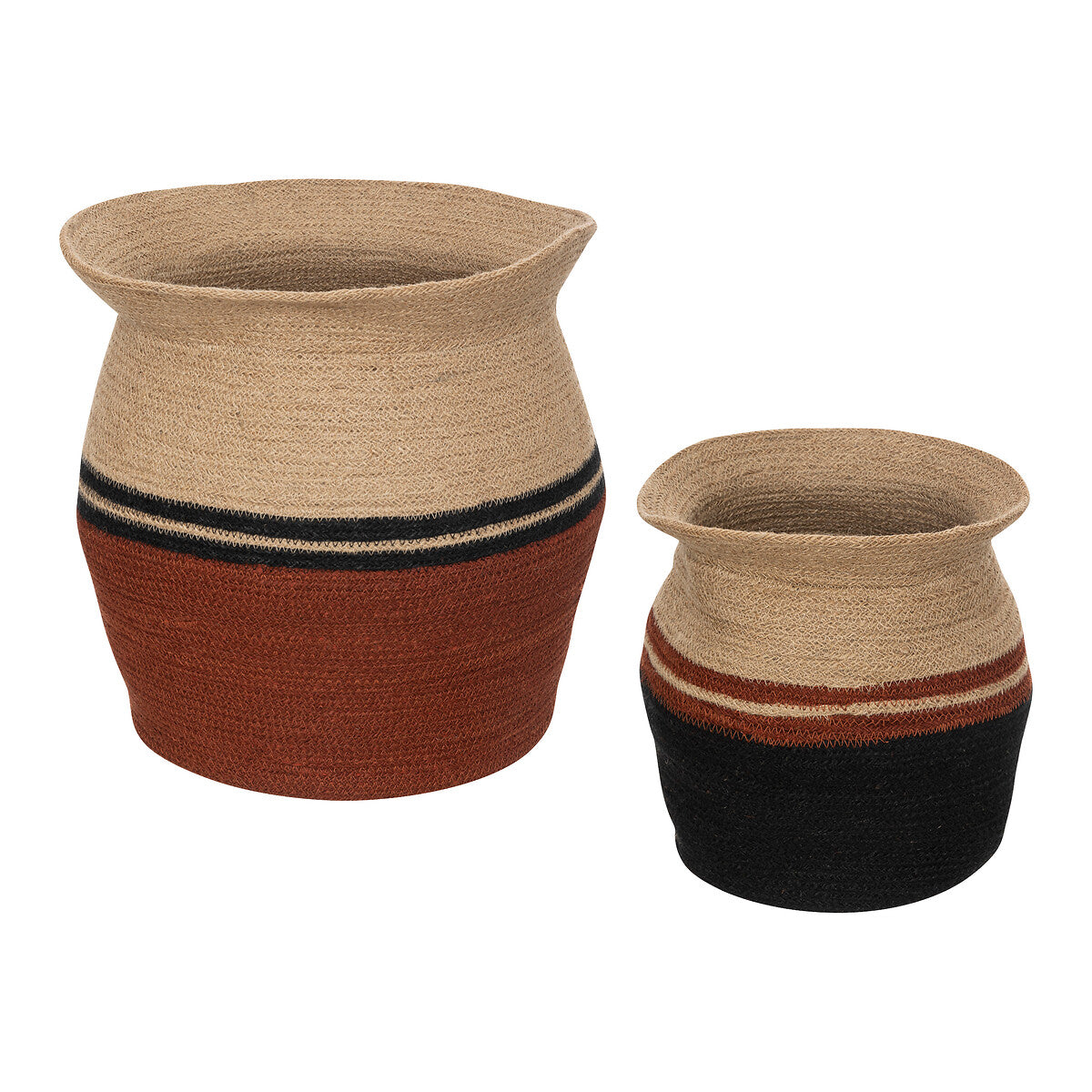 Atmosphera Kaia jute manden set van 2 stuks - Ø40x31cm - Multi