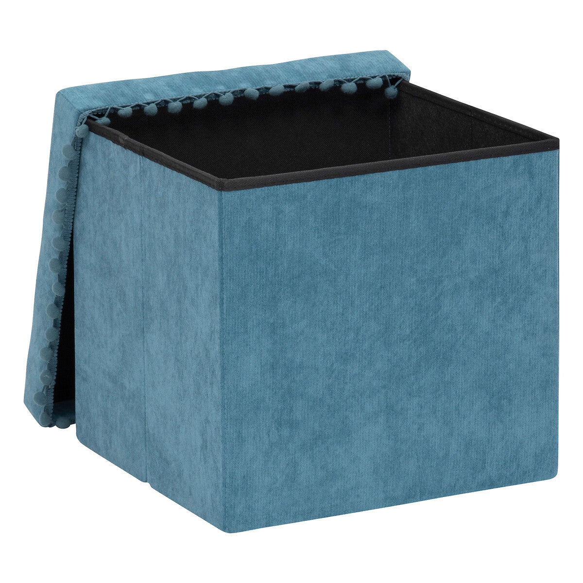 Atmosphera Poef Mémo velvet 40x39x38cm - Opvouwbaar - Blauw