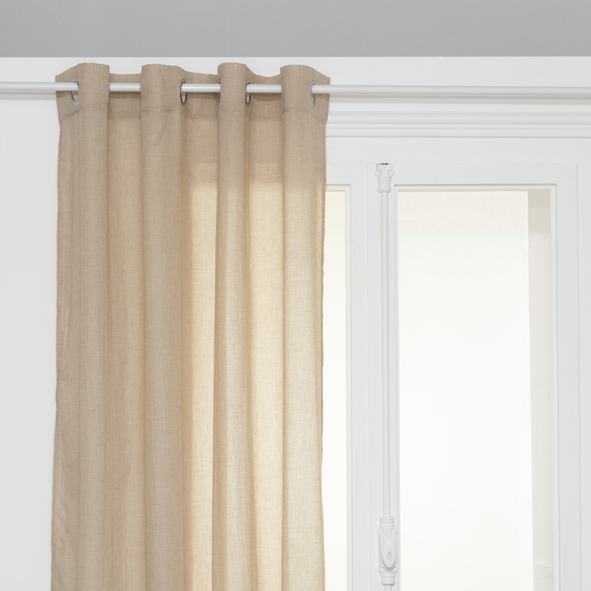 Atmosphera Rideau en coton Paxta 130x240cm - Prêt à l'emploi avec anneaux - Beige