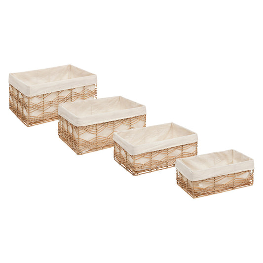 Atmosphera Rosy Stro manden set van 4 stuks - 33x23x48cm - Rotan