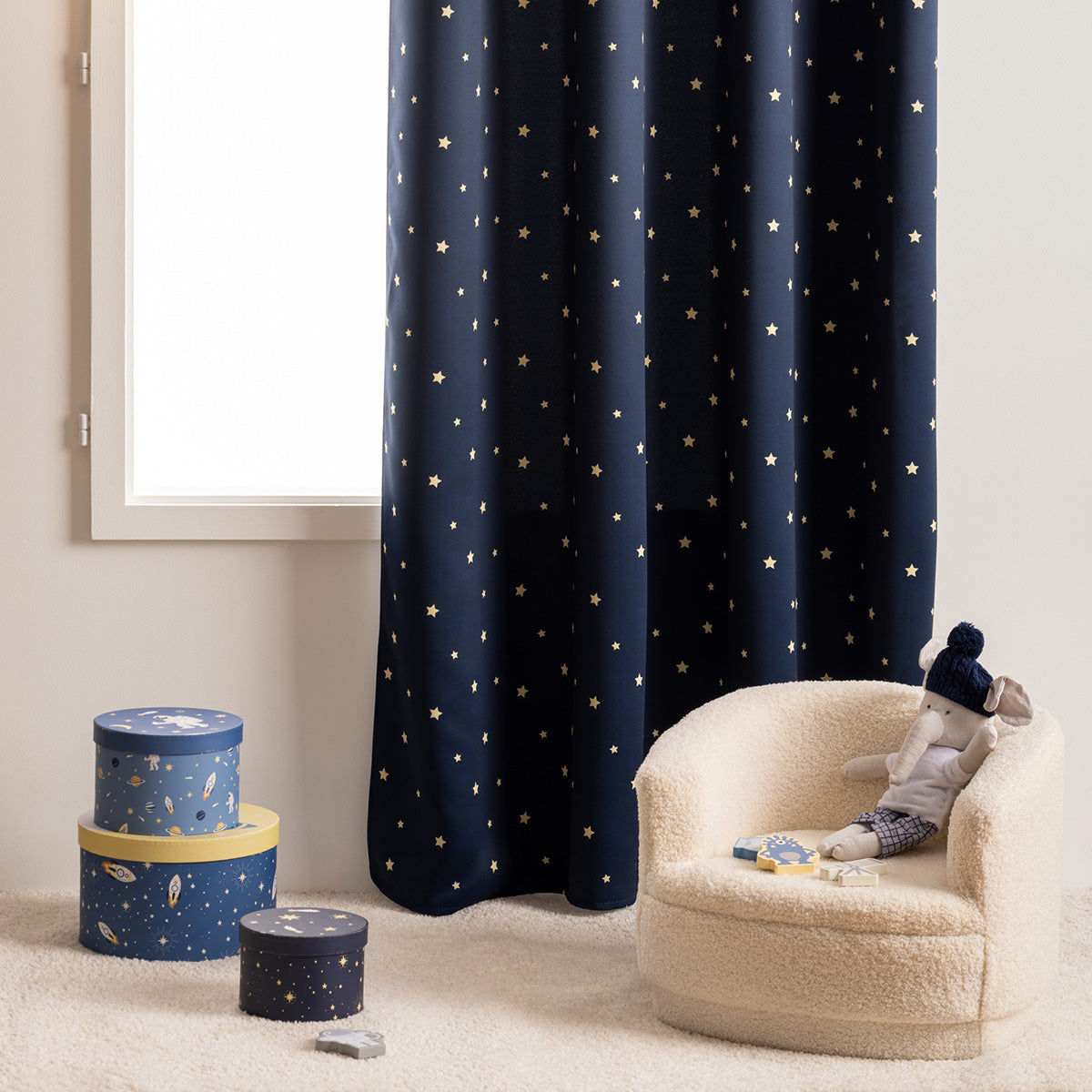 Atmosphera Kids Blackout Curtain Stars 135x260cm - Dark Blue