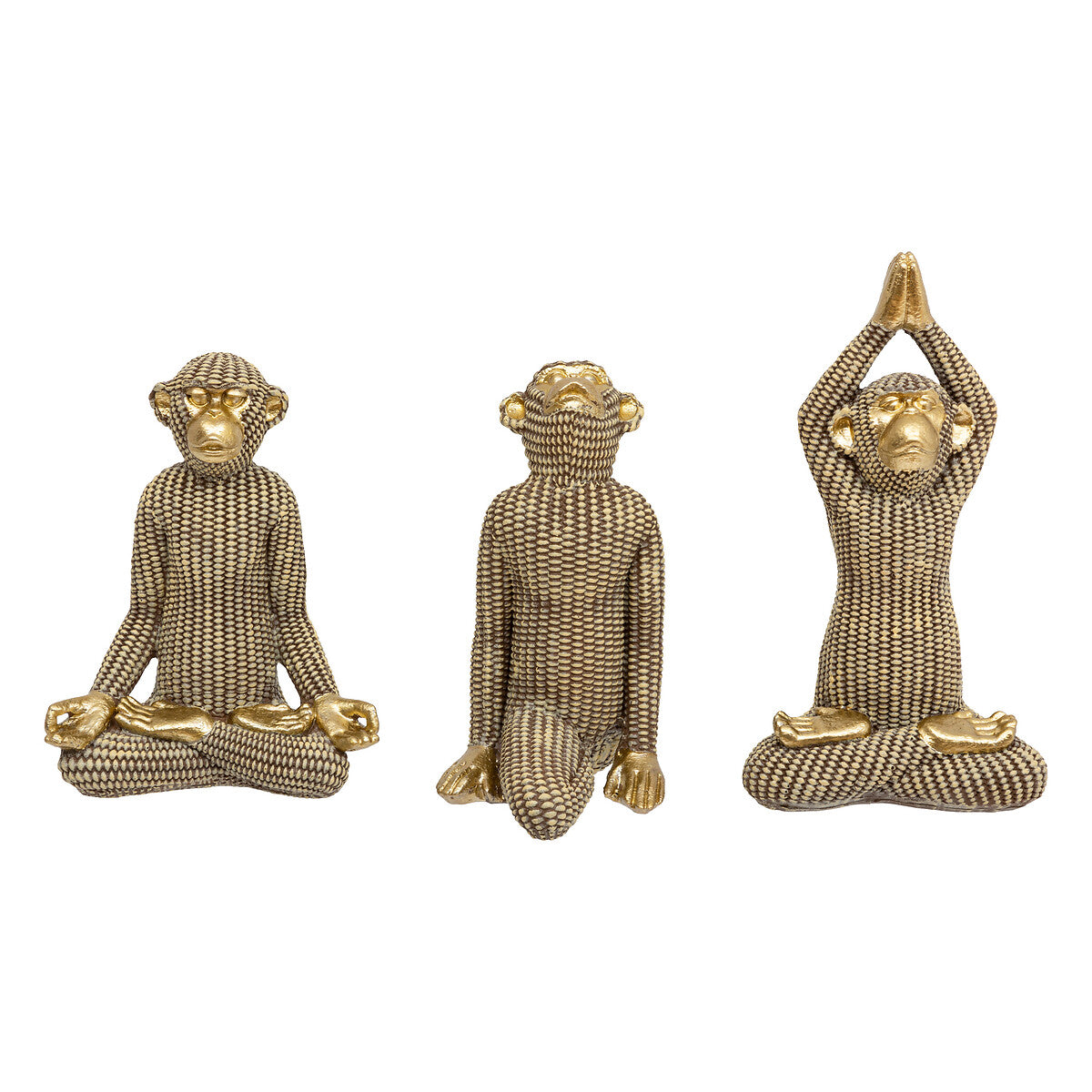 Atmosphera Beeldje Aap Nina yogahoudingen - Assortiment van 3 soorten - Goud