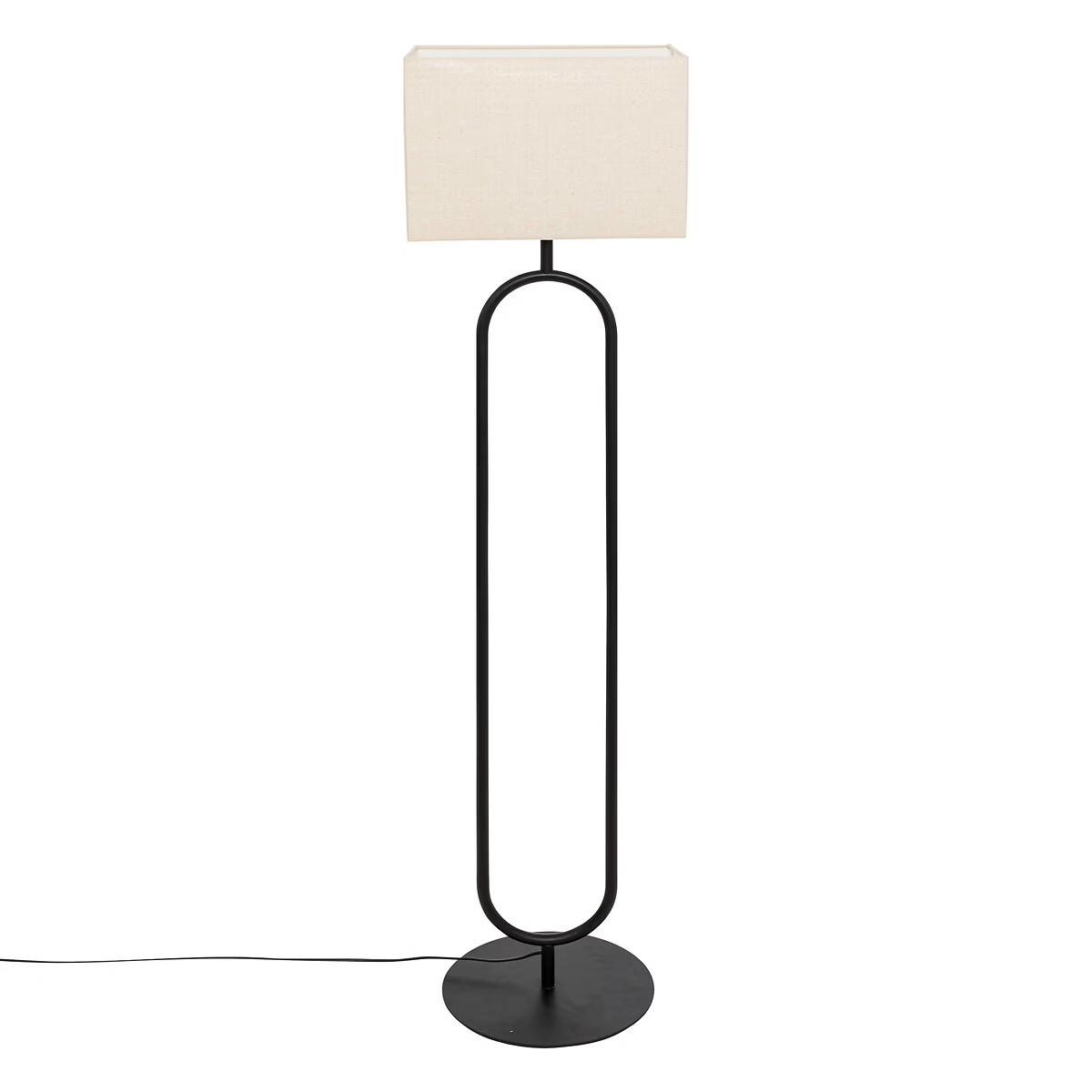 Atmosphera Vloerlamp met linnen kap - 38x28xH154cm - Zwart/Beige