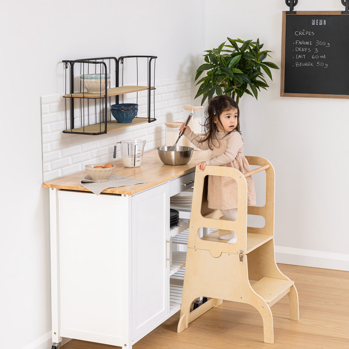 Atmopshera Kids observation tower Lea - Learning tower / kitchen aid / stepping stone - Natural wood