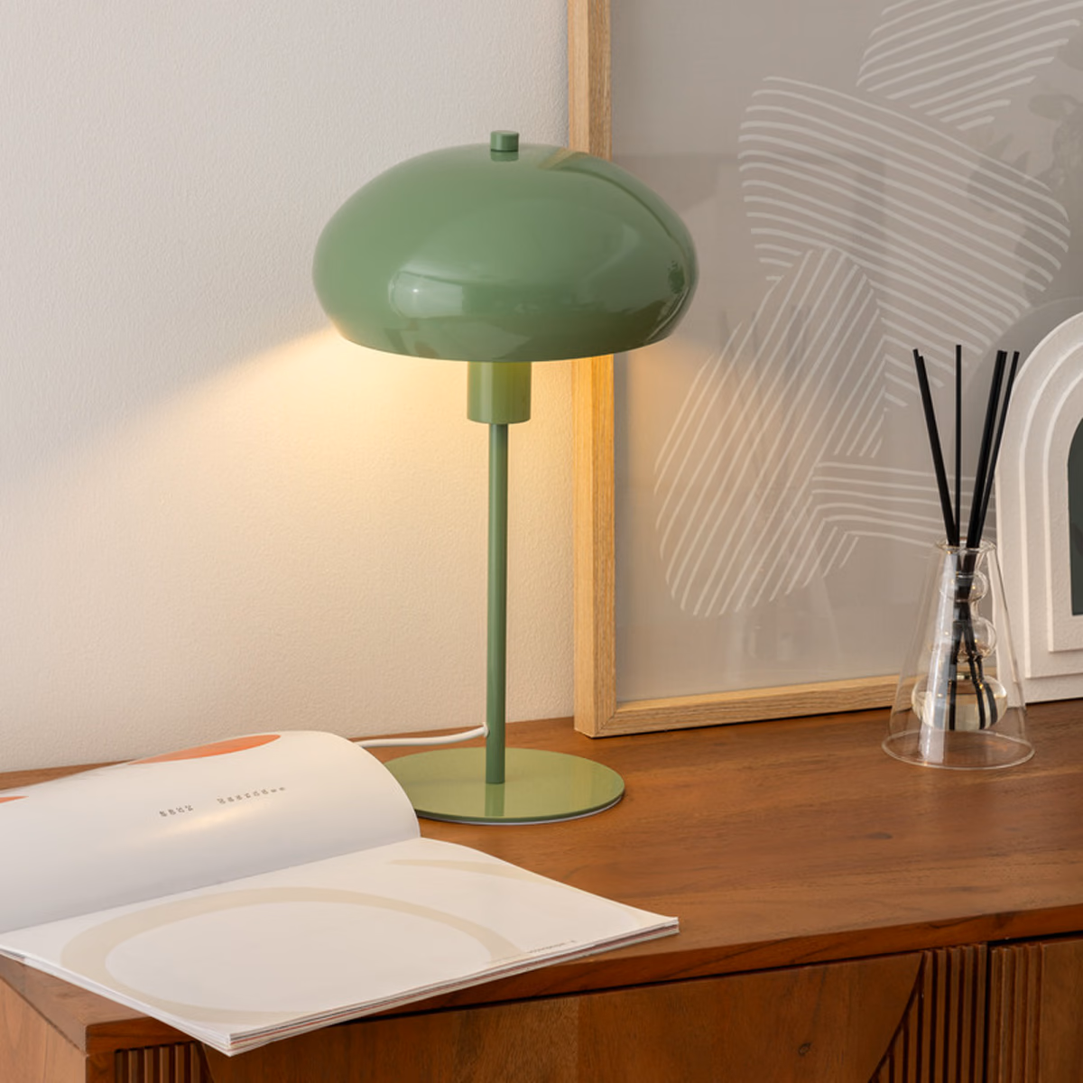 Atmosphera Savio Paddenstoel Tafellamp - Ø22xH38cm - Groen