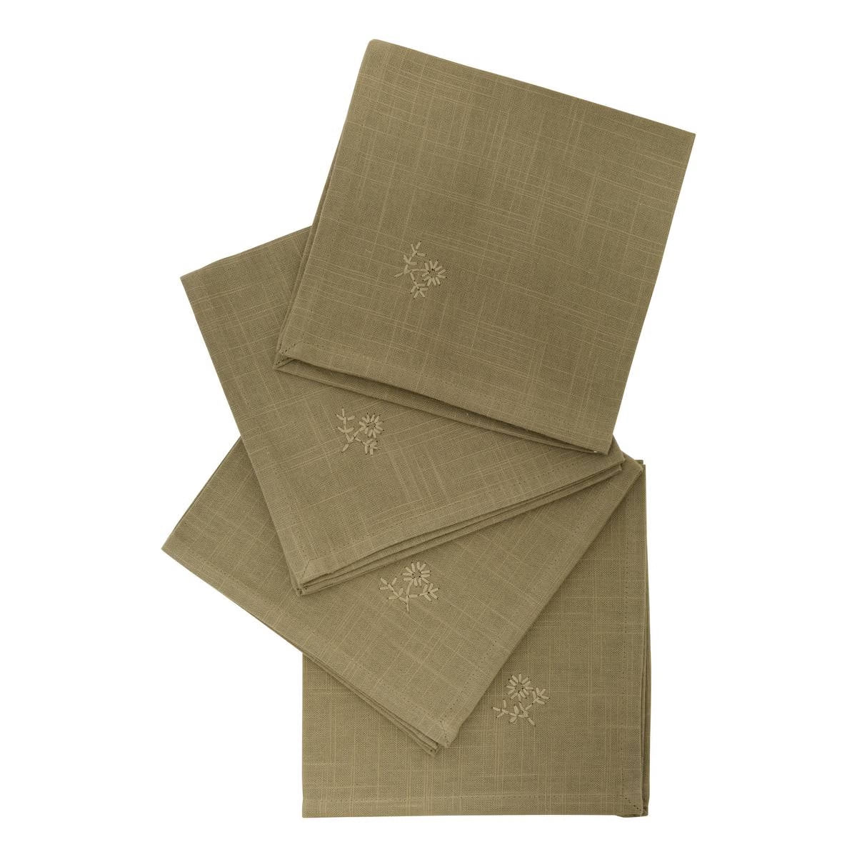 Atmosphera Cotton Joy Napkins - 4 pieces - Fabric napkins - 40x40cm - Khaki green