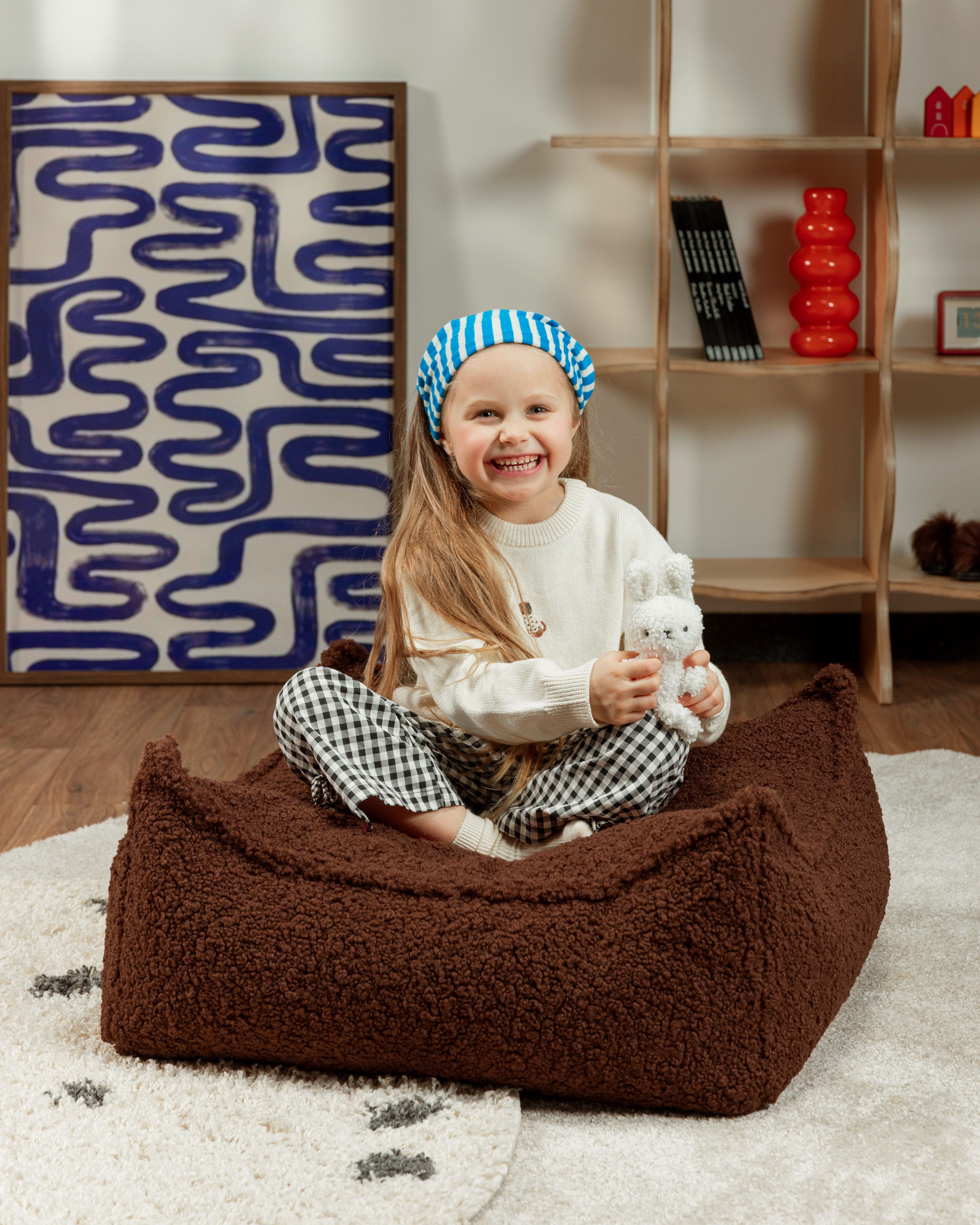 Wigiwama Teddy Square Ottoman / Poef - 80x70x50cm - Warm Hazel