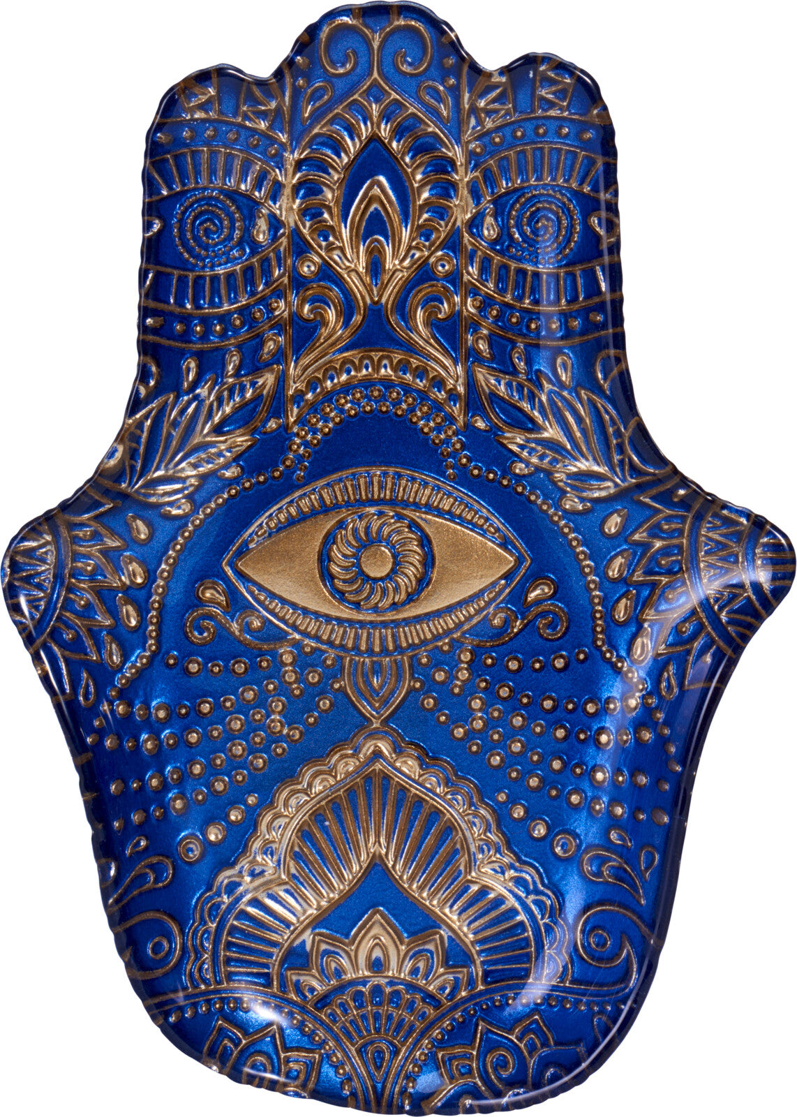 Home & Styling Hamsa Hand Bord - Glas - 23x16cm - Blauw