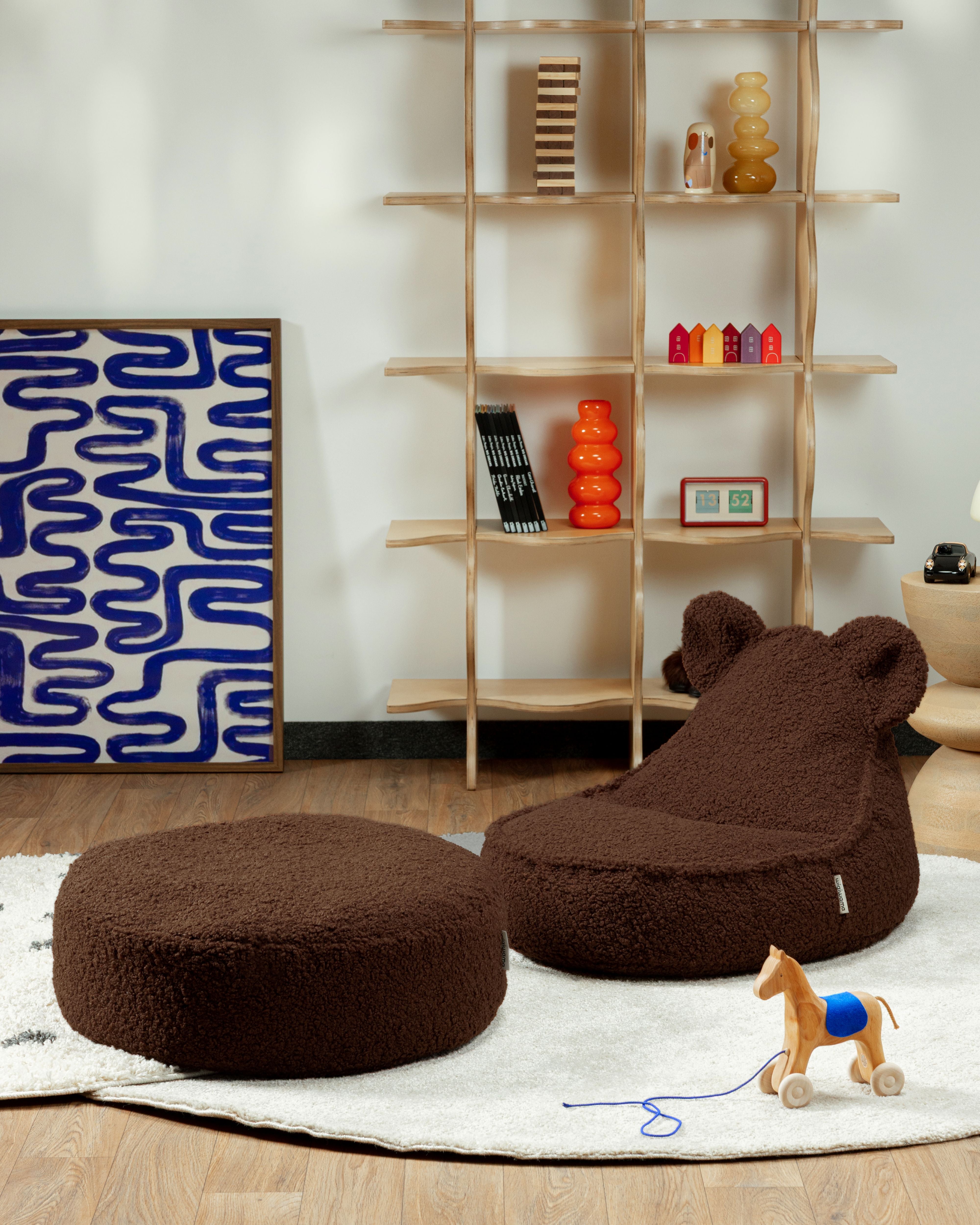 Wigiwama Teddy Ottoman / Poef - Ø65x20cm - Warm Hazel