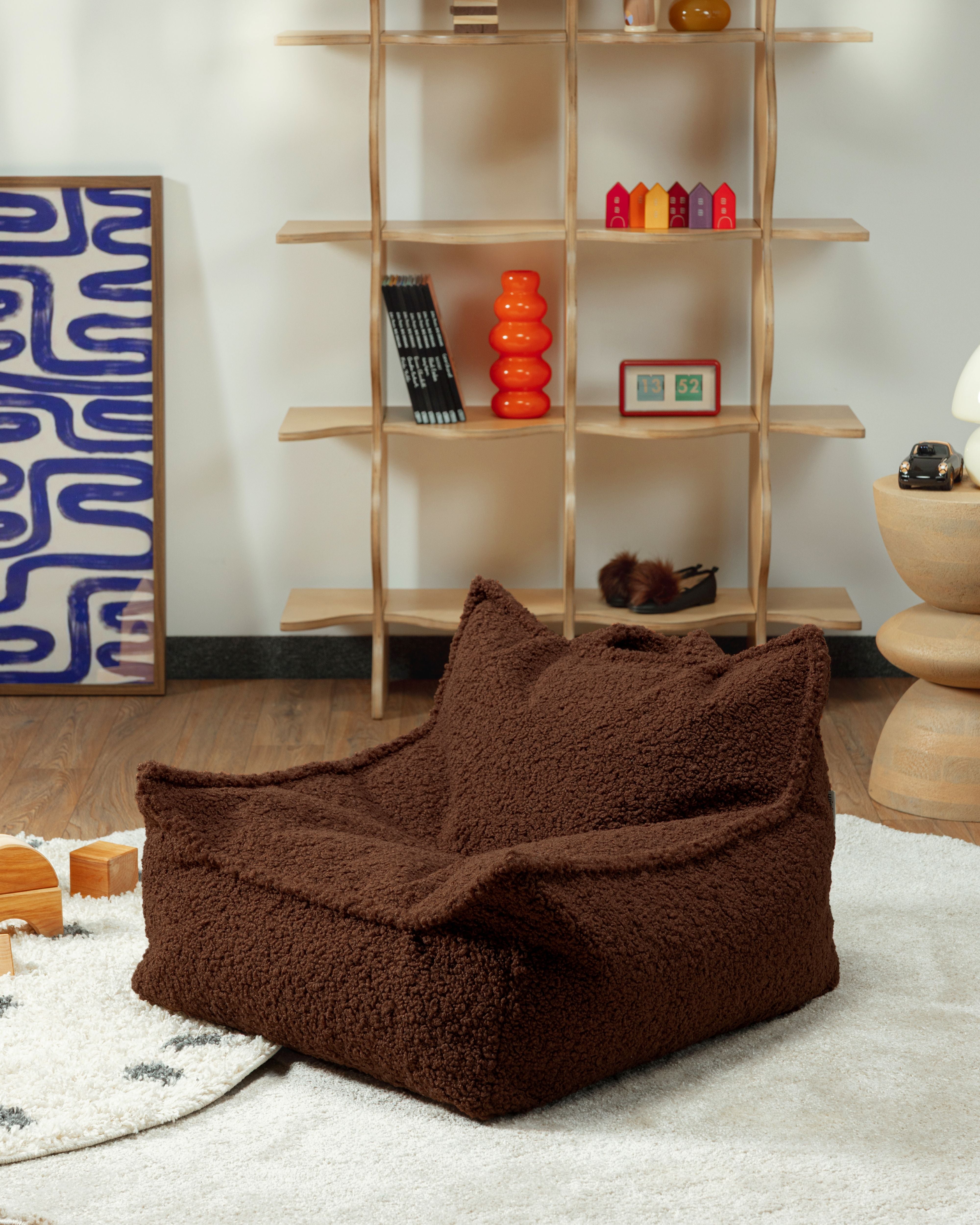 Wigiwama Teddy Beanbag Chair / Zitzak - 80x70x50cm - Warm Hazel
