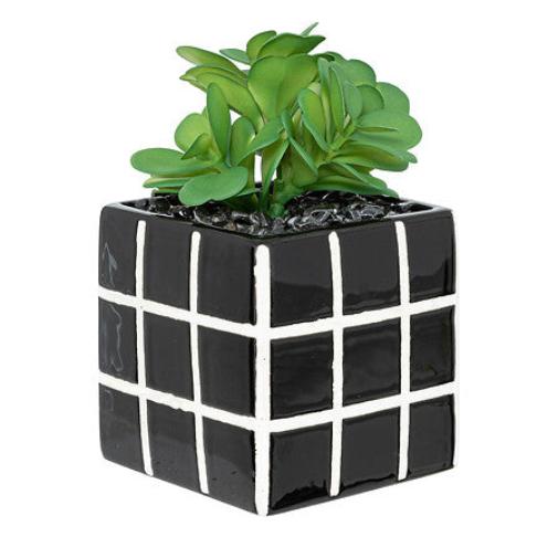 Atmosphera Kunstplant keramische pot - 10x10xH17cm