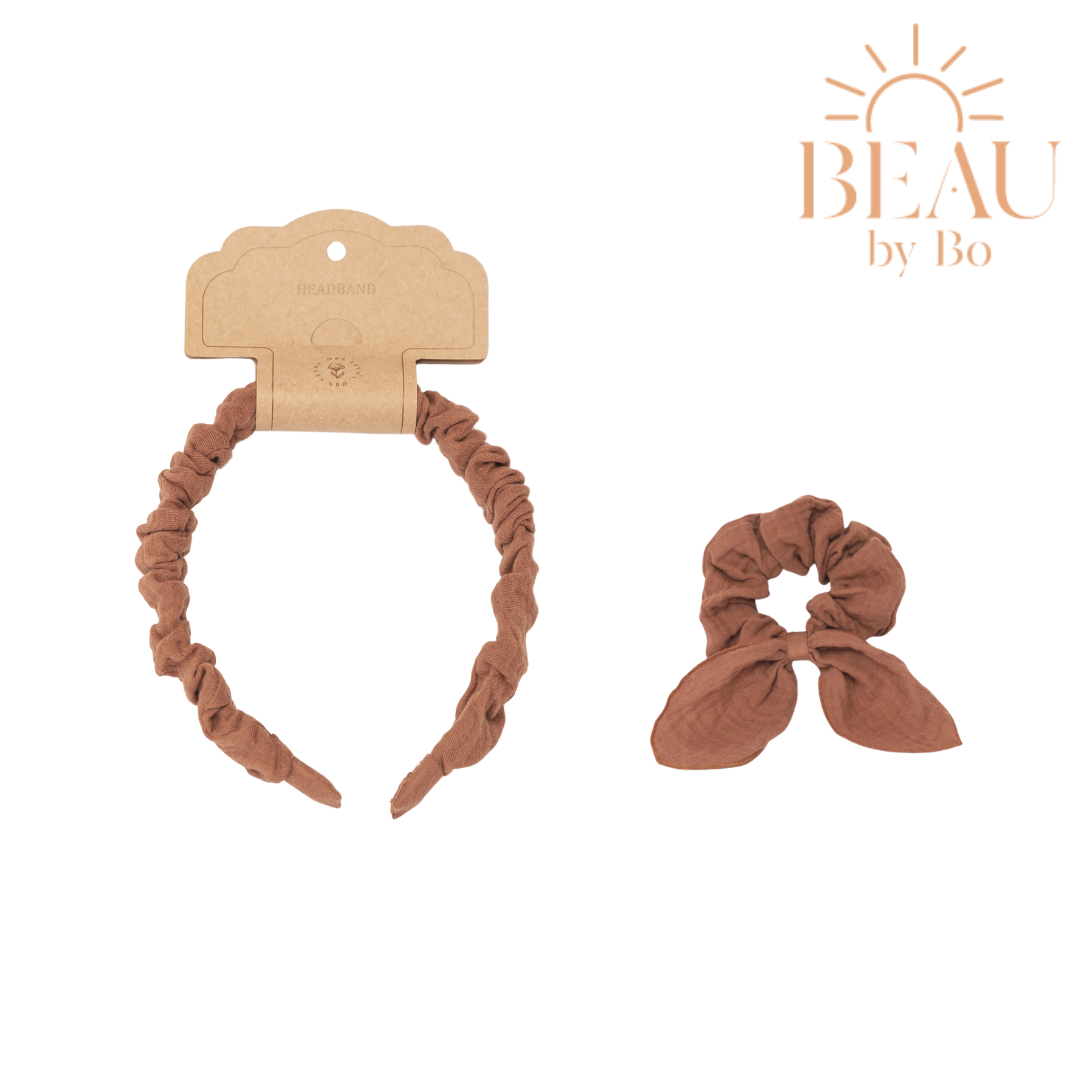 BEAU by Bo Mrs Ertha Accessoires pour cheveux - Bandeau + Chouchou - Rouillé