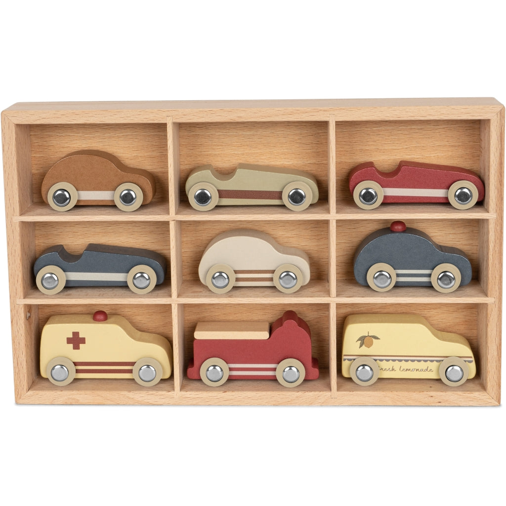 Konges Sløjd wooden mini cars - 9 pieces