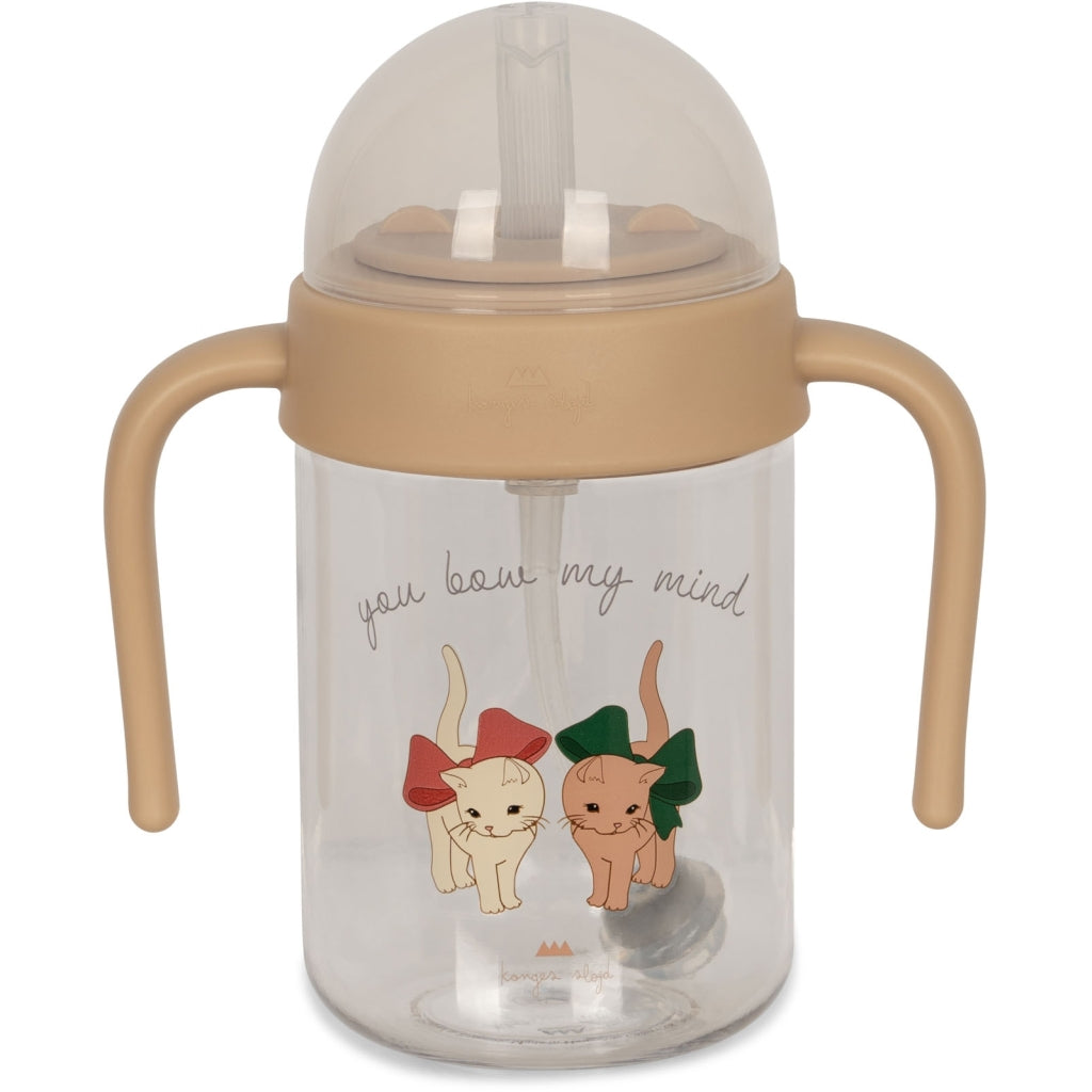 Konges Sløjd Baby drinking cup with straw - Handle - 330 ml - Bow kitty