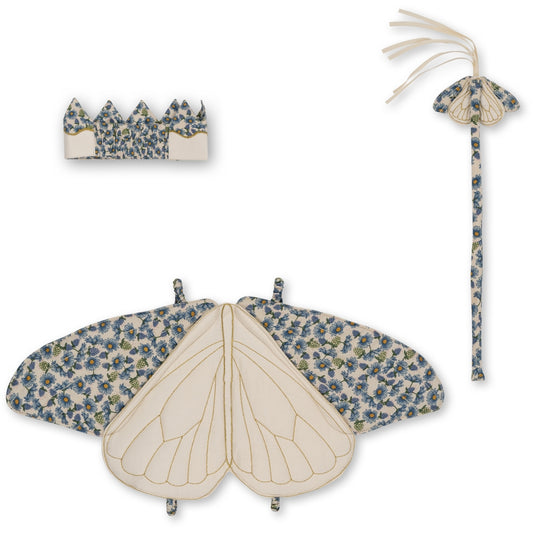 Konges Sløjd Fancy Dress Butterfly Costume with Staff - Wings + Crown + Staff - Marguerit blue