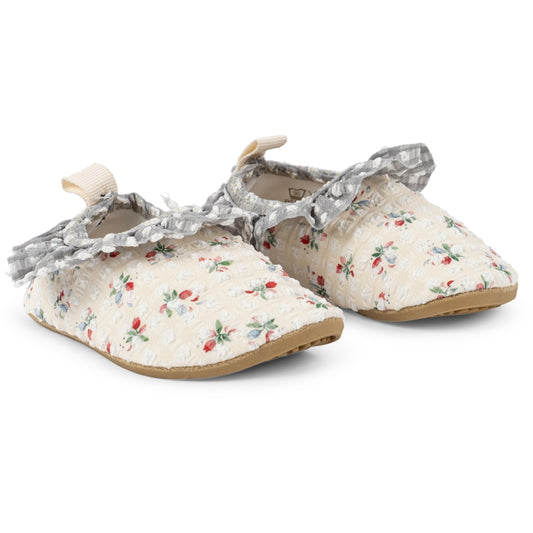 Konges Sløjd Seraphine Frill Chaussures de natation / Chausson de gymnastique - Fleur tricolore - Chausson de natation - Chaussure d'eau - Antidérapant