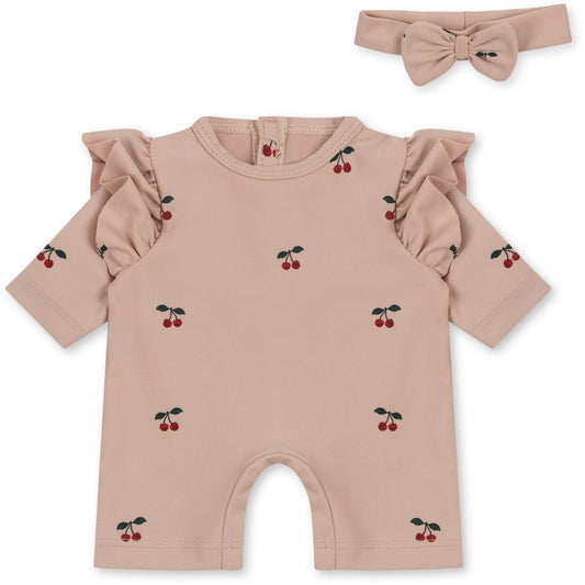 Konges Sløjd Poppenkleding strand set badpak - Cherry blush - 35 cm - Kleding set