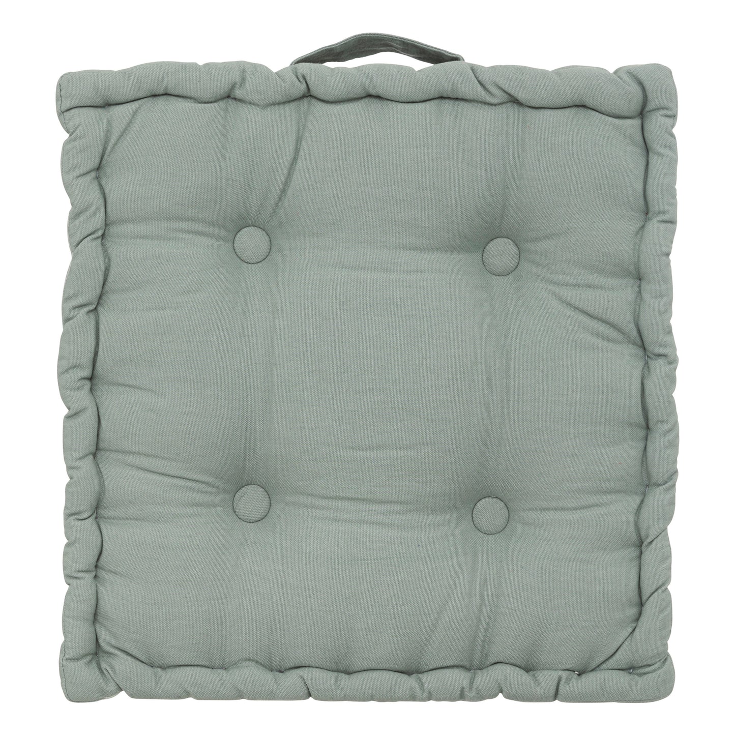 Atmosphera Deluxe Floor Cushion 40x40x8cm with handle and 4 buttons - Celadon green