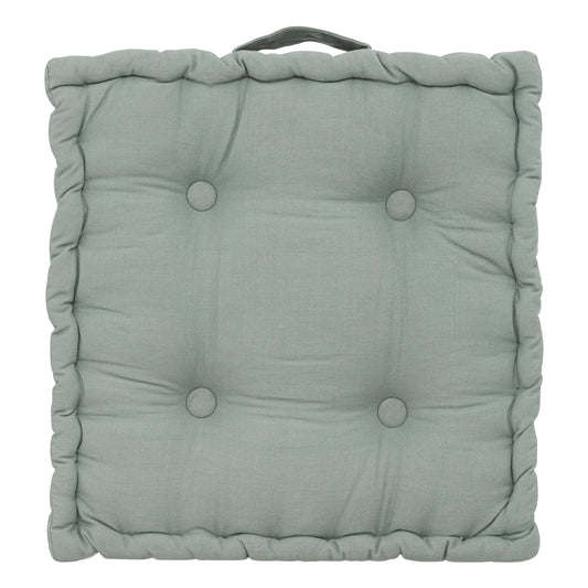 Coussin de sol Atmosphera Deluxe 40x40x8cm avec poignée et 4 boutons - Vert céladon