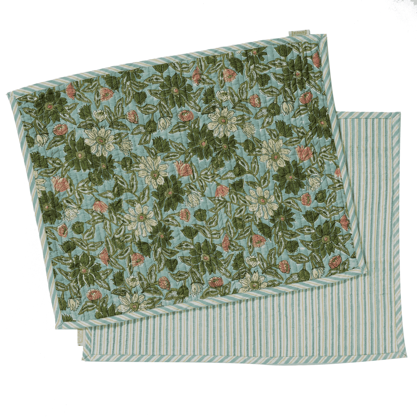 Bonheur du Jour Placemats Meera - Set van 2 stuks - Blue Green