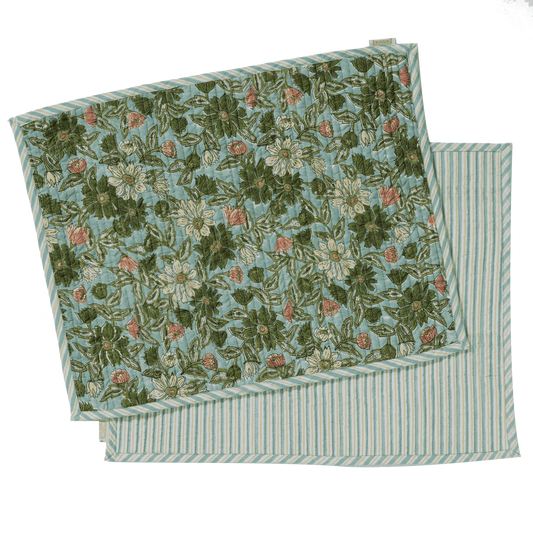 Bonheur du Jour Placemats Meera - Set van 2 stuks - Blue Green