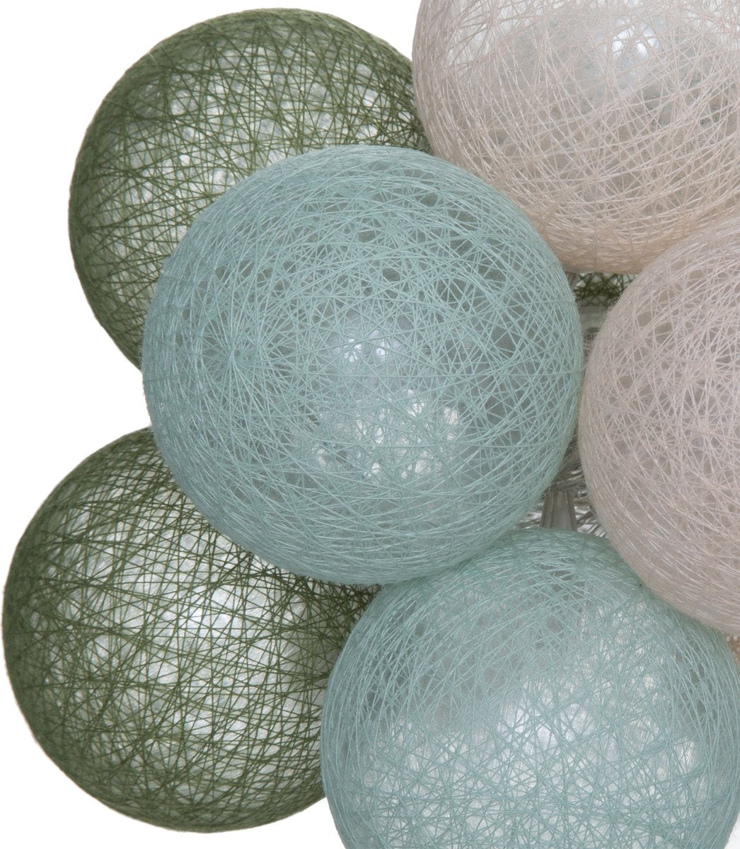 Atmosphera Boules Eclairantes de Fête LED Bleu Clair/Vert/Rose - 16 Boules - D3,5 cm - Armée