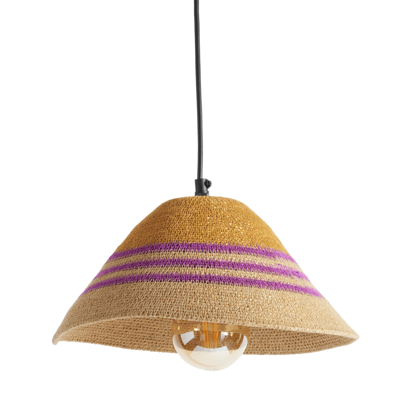 Bonheur du Jour Hanglamp Bell Bohemian gevlochten hanglamp in sea rush - Ø32xH15cm - Violet