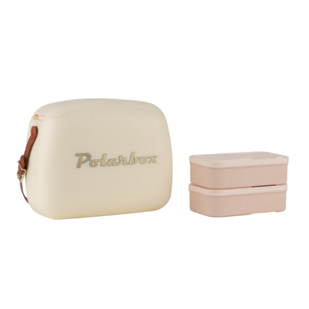 Polarbox Coolerbag 6L met 2 Lunchboxen - 34x19x26cm - Cream-Gold