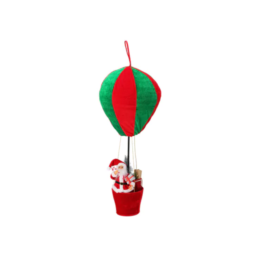 Home & Styling Kerst Hangdecoratie Kerstman in ballon - 25cm - Rood/Groen